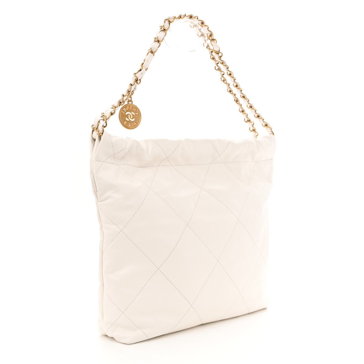 Shiny Calfskin Quilted Small Chanel 22 White