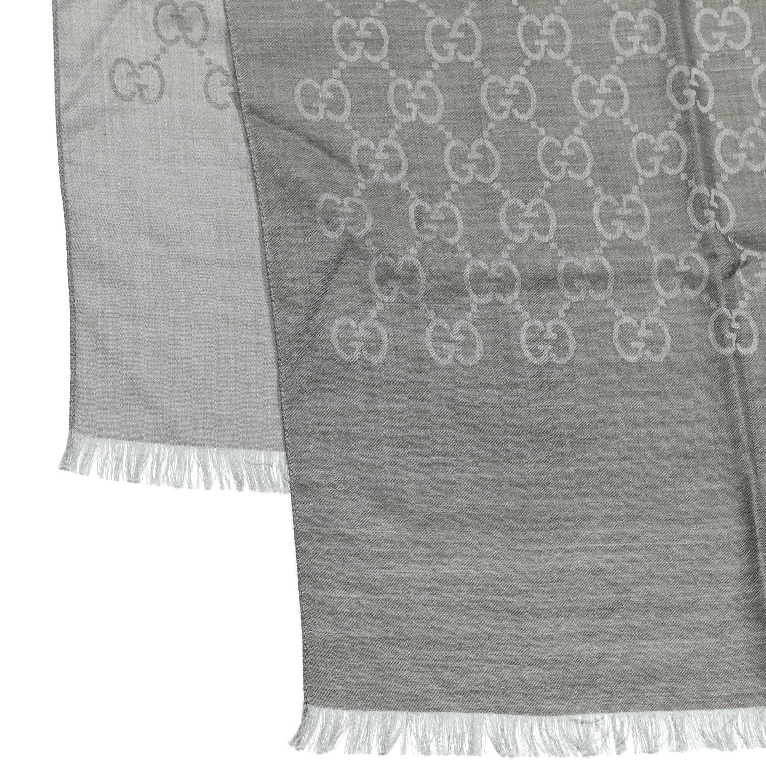 Gucci Wool Silk GG Monogram GGNat Overd Scarf Grey 3 of 4