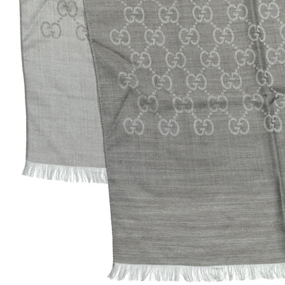 Gucci Wool Silk GG Monogram GGNat Overd Scarf Grey 3 of 4