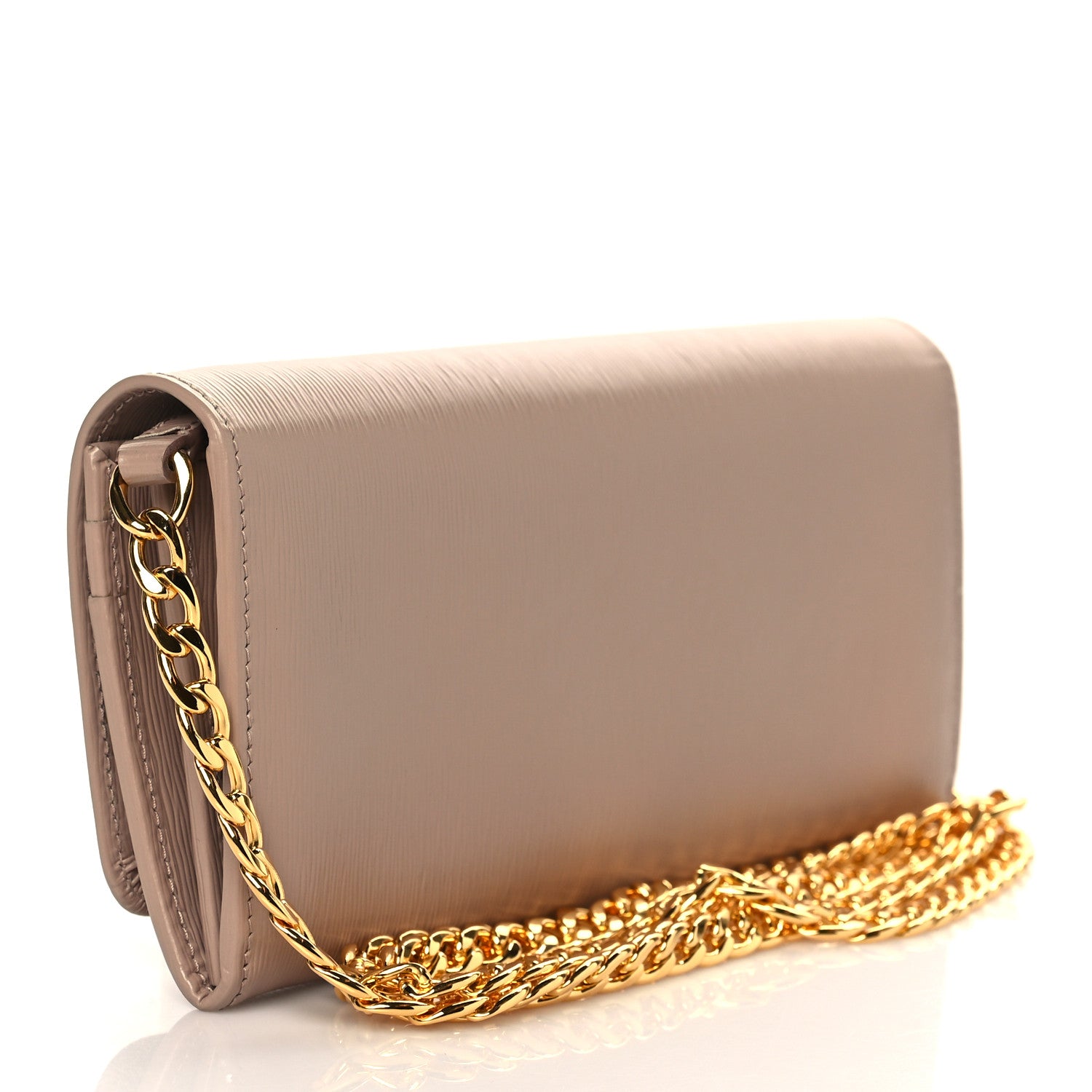 Prada Vitello Move Metal Oro Chain Wallet Cipria 2 of 8