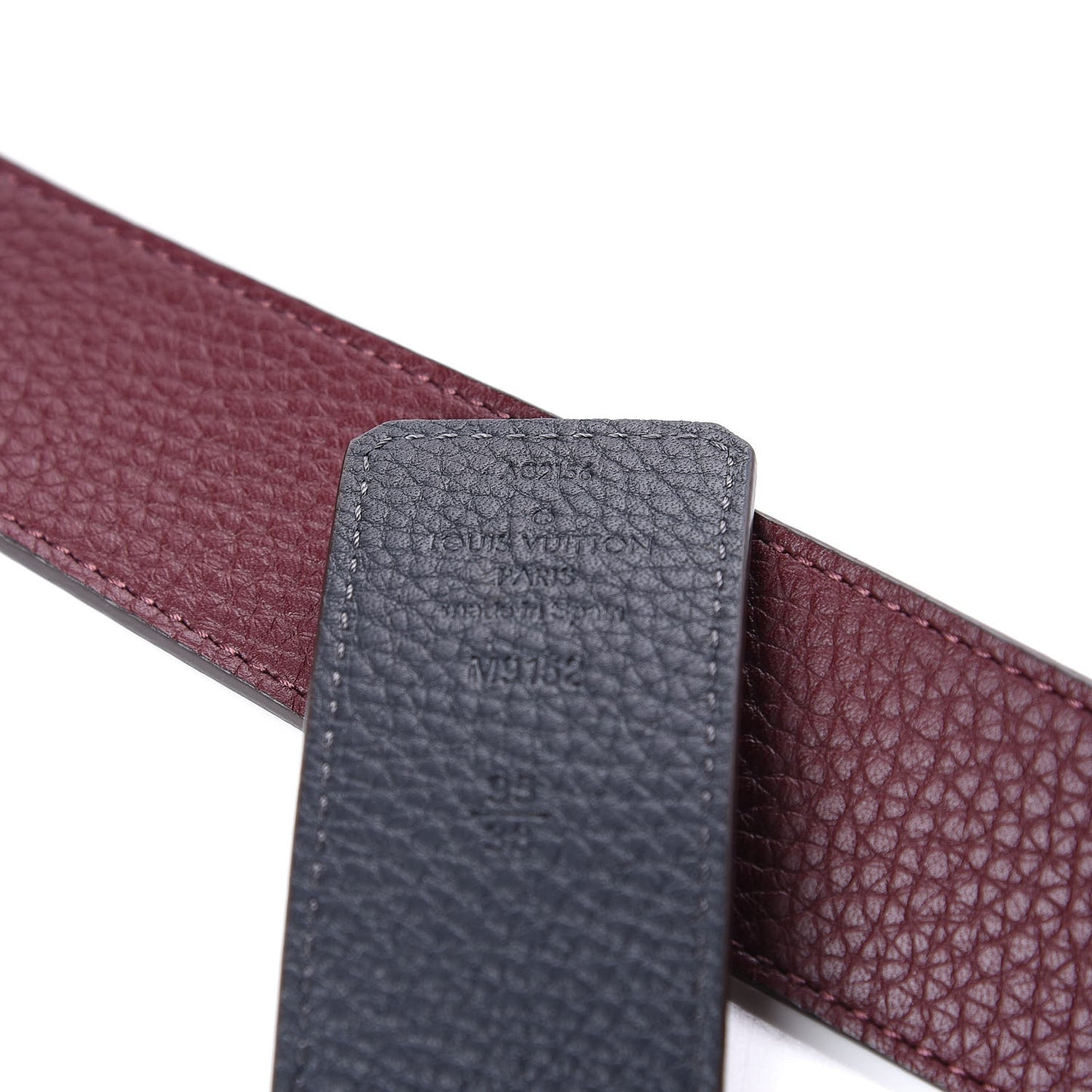 Taurillon Calfskin 30mm LV Initiales Reversible Belt 95 38 Navy Burgundy