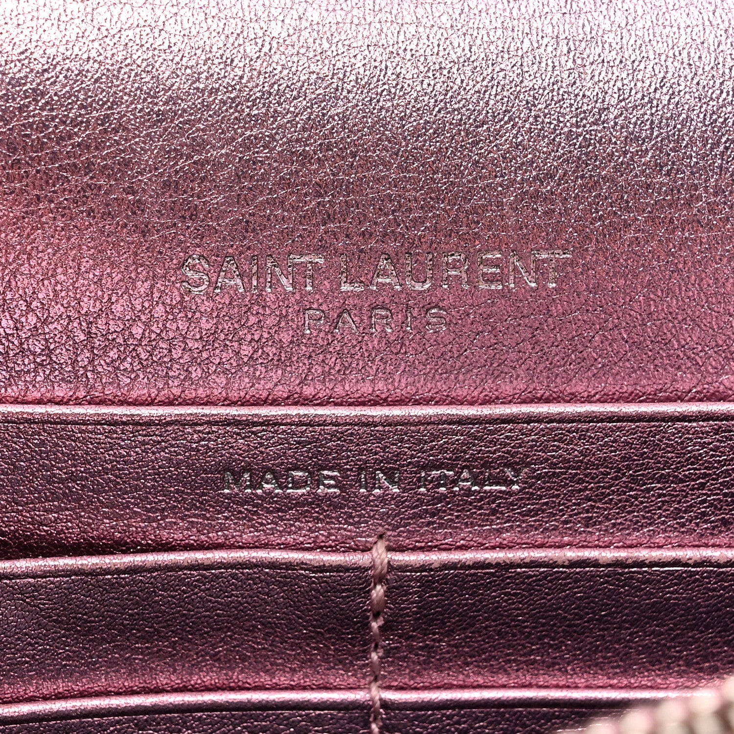 Saint Laurent Metallic Calfskin Monogram Envelope Chain Wallet New Azalea 6 of 9