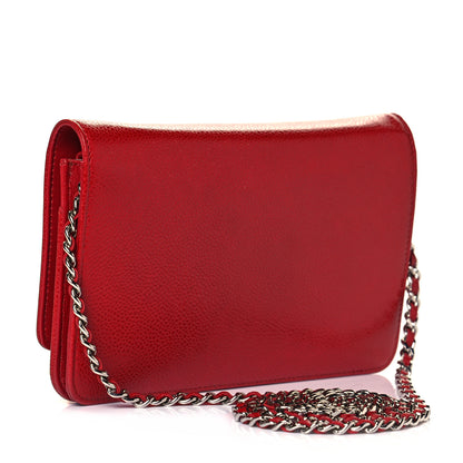 Chanel Caviar Timeless CC Wallet On Chain WOC Red 3 of 12