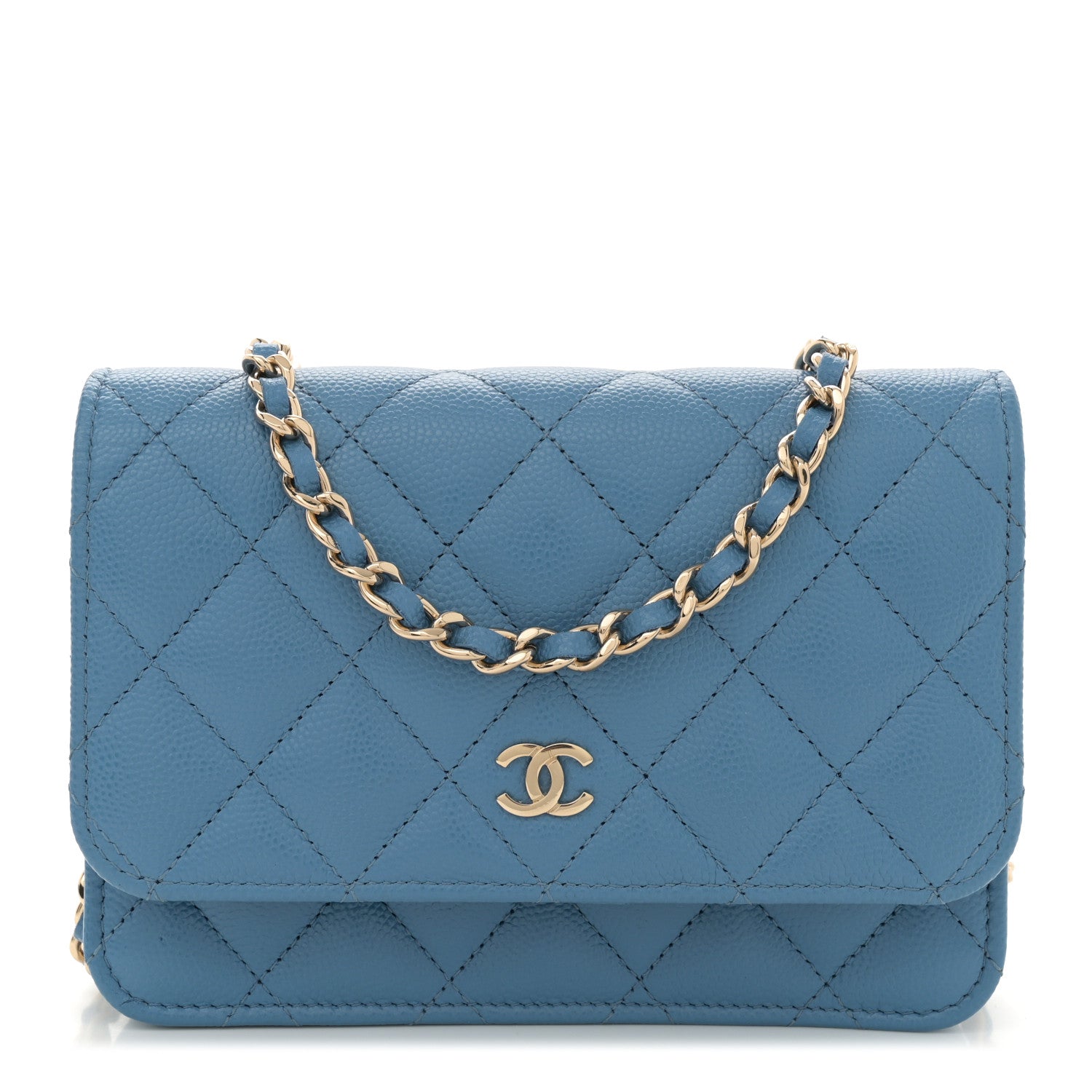 Chanel Caviar Quilted Mini Wallet On Chain WOC Blue 1 of 10