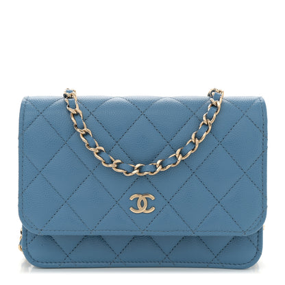 Chanel Caviar Quilted Mini Wallet On Chain WOC Blue 1 of 10