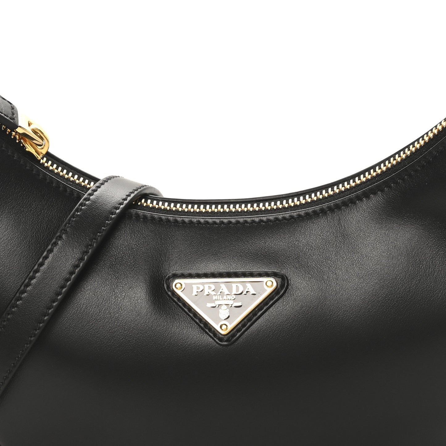 Soft Calfskin Arque Shoulder Bag Black
