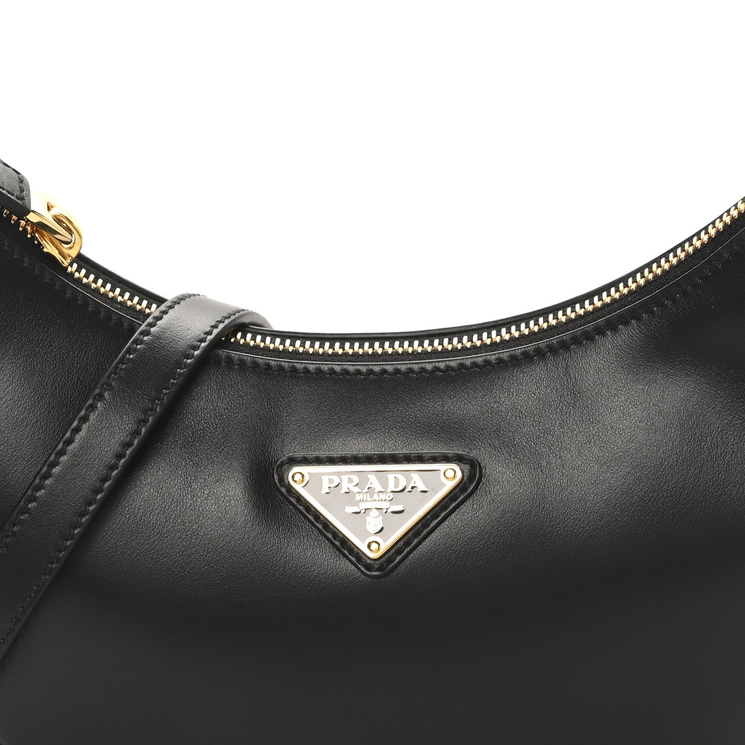 Prada Soft Calfskin Arque Shoulder Bag Black 7 of 9