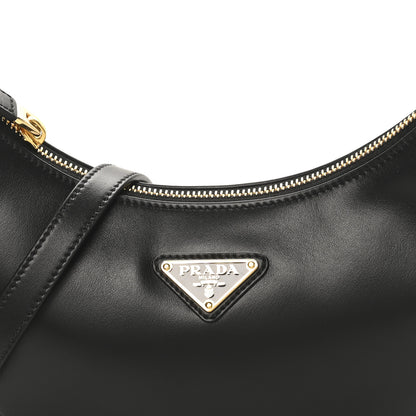 Prada Soft Calfskin Arque Shoulder Bag Black 7 of 9