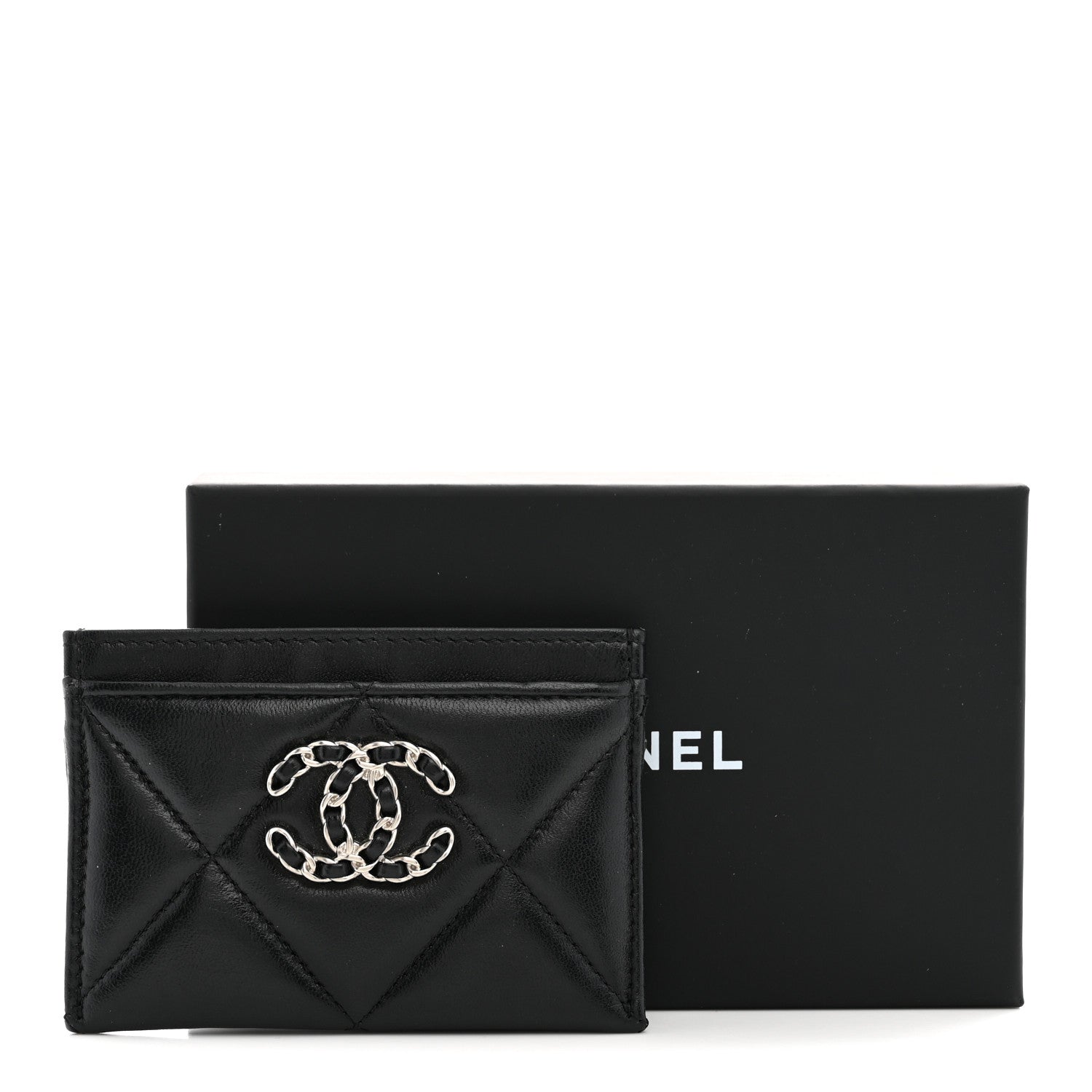 Chanel Lambskin Quilted Chanel 19 Card Holder Black 10 of 10