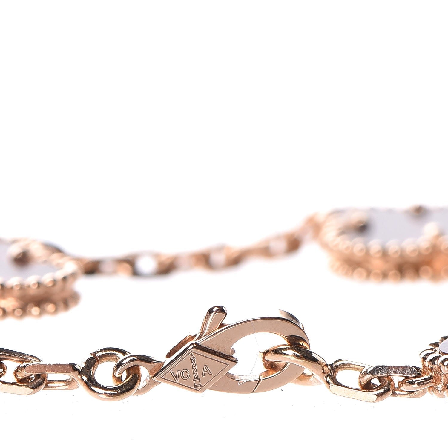 Van Cleef & Arpels 18K Rose Gold Letterwood 5 Motifs Vintage Alhambra Bracelet 4 of 5