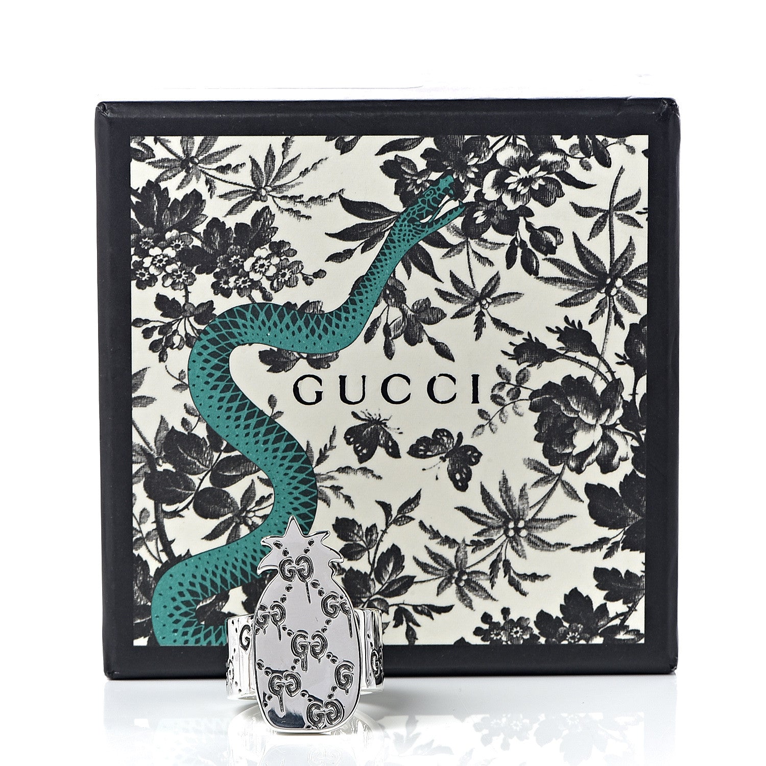 Gucci Sterling Silver GucciGhost Pineapple Ring 50 5.5 6 of 6