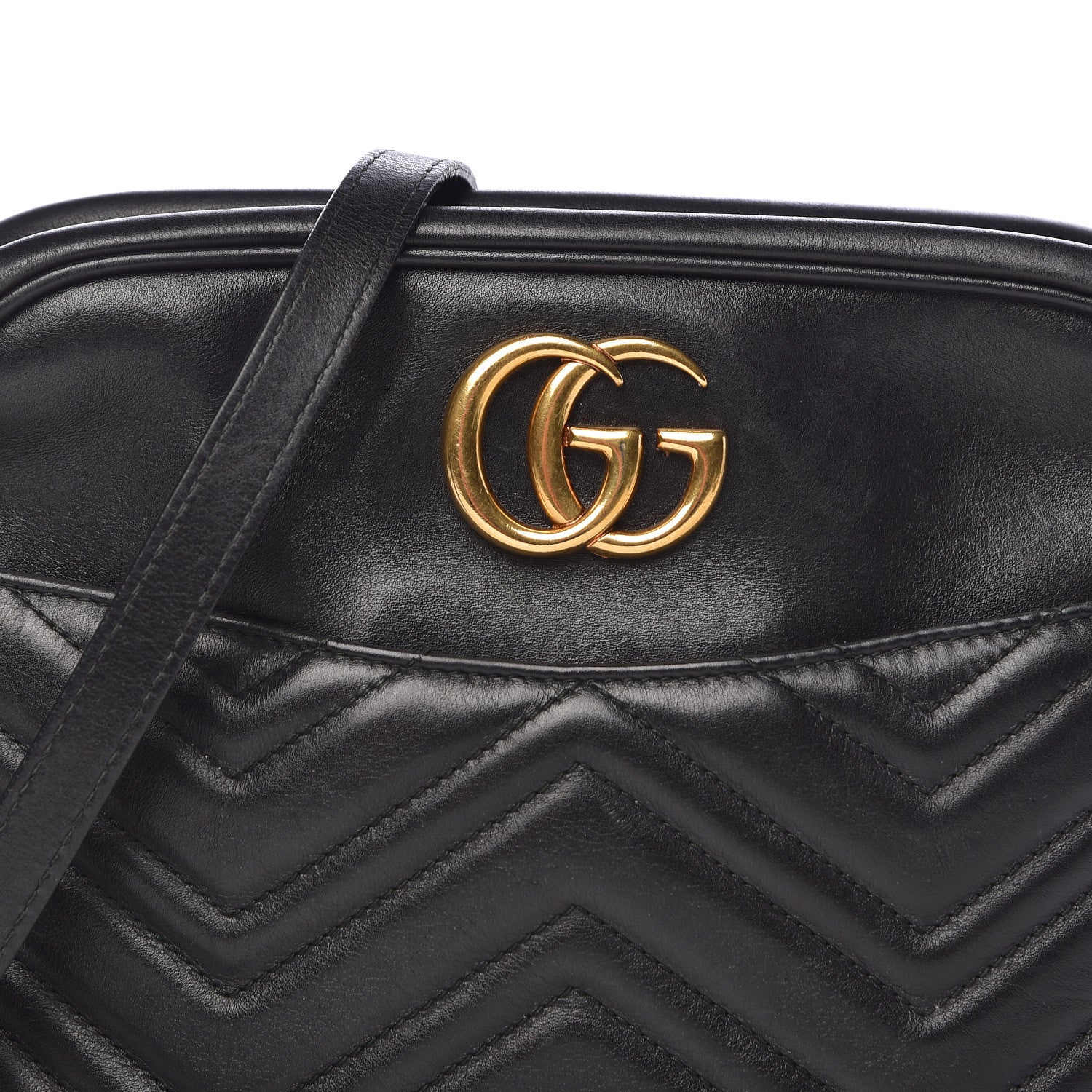 Gucci Calfskin Matelasse Medium GG Marmont Chain Shoulder Bag Black 15 of 15