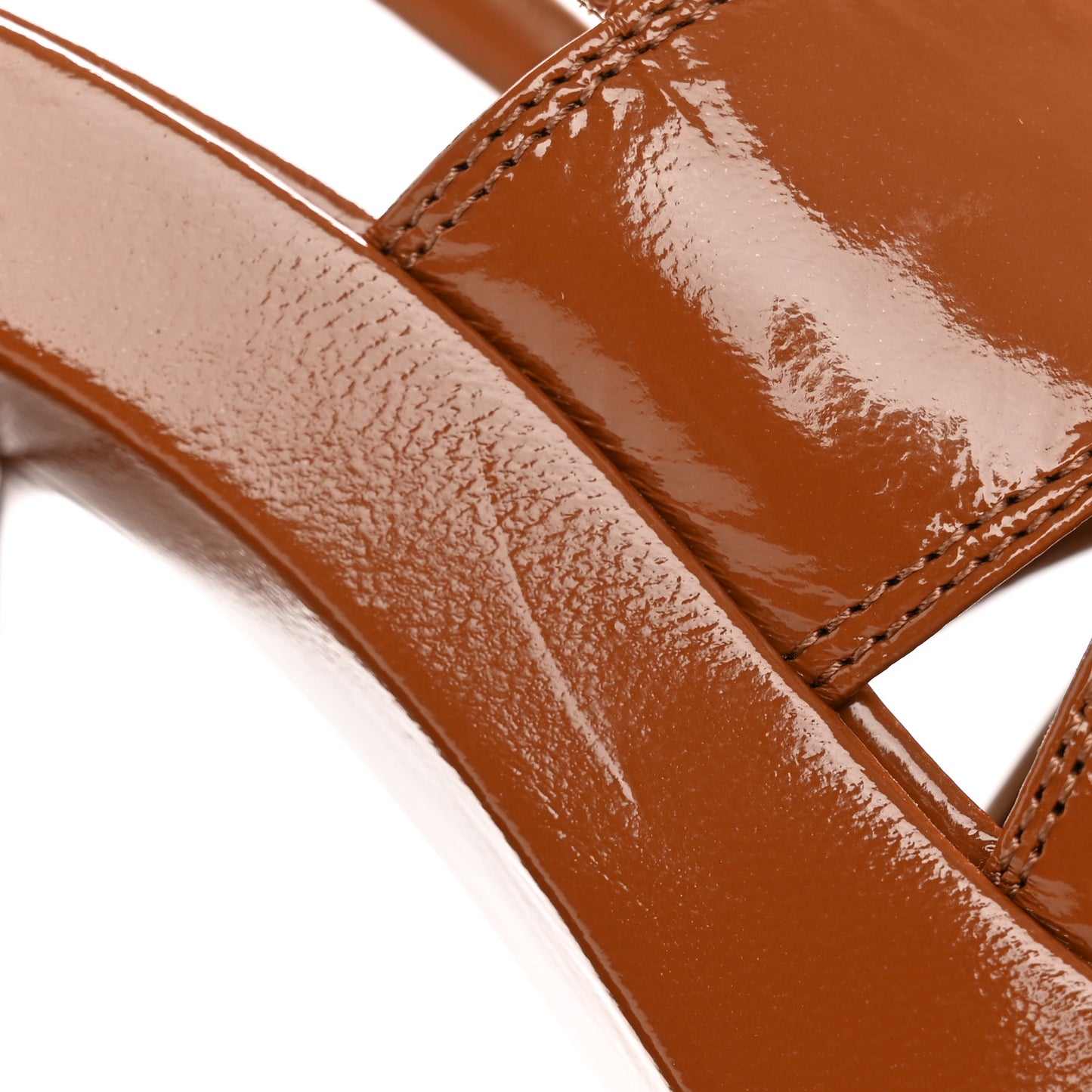Crumpled Patent Lambskin Platform Sandals 38 Light Brown