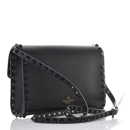 Valentino Garavani Vitello Monochrome Medium Rockstud Flip Lock Crossbody Bag Black 3 of 9