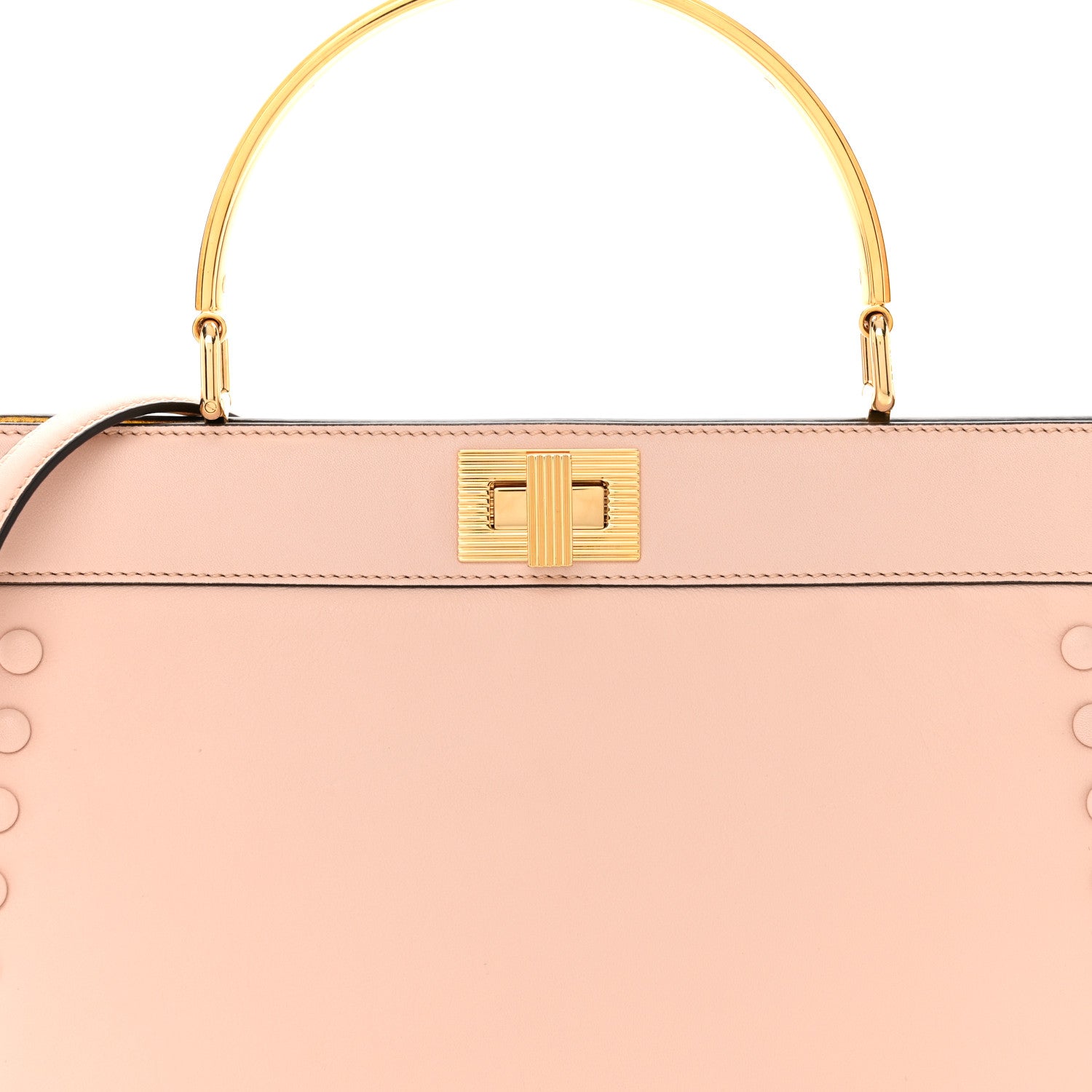 Fendi Vitello King Luxor Shiny Nappa Studded Medium Peekaboo I SEE U East West Satchel Light Rose 9 of 15