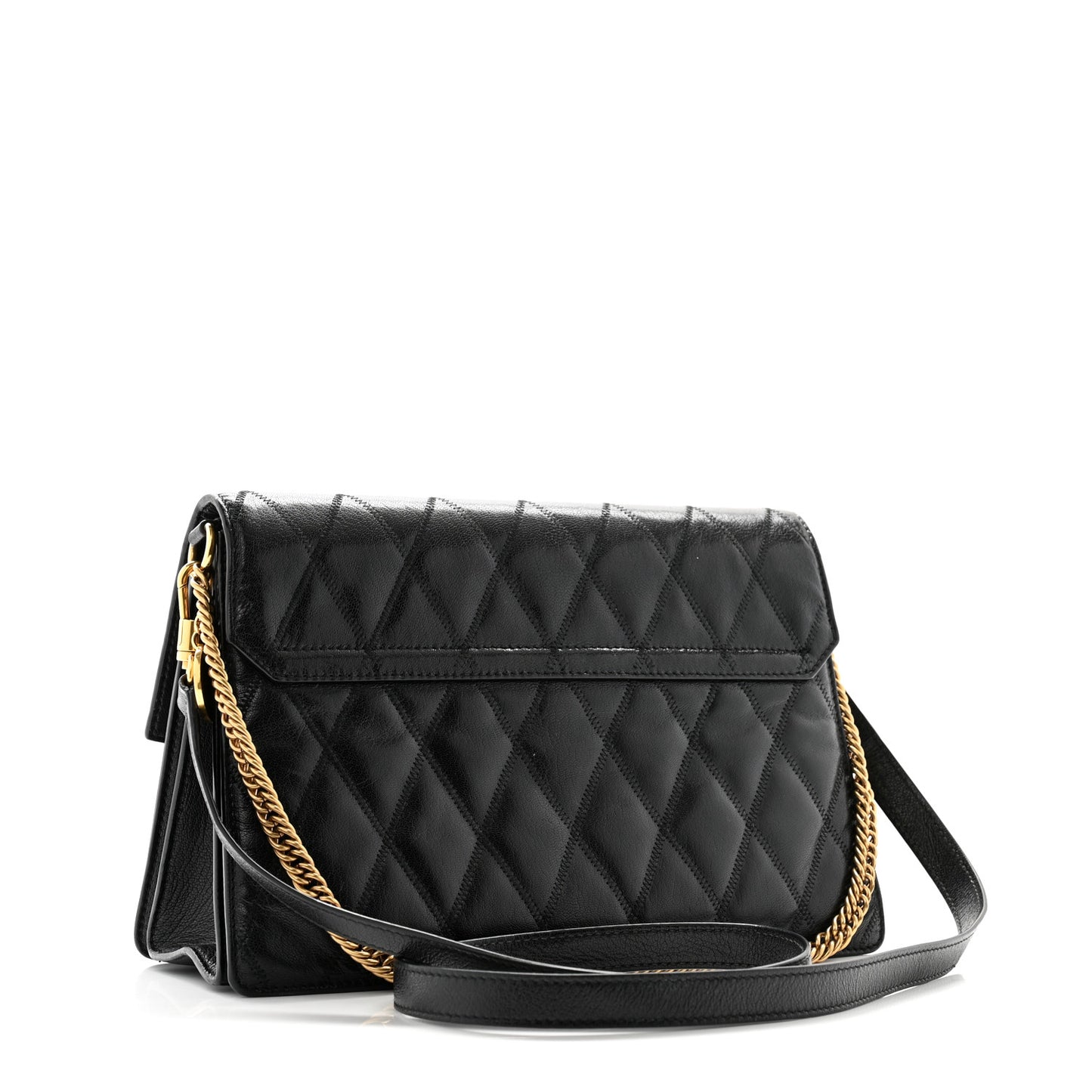 Goatskin Quilted Medium GV3 Shoulder Bag Black