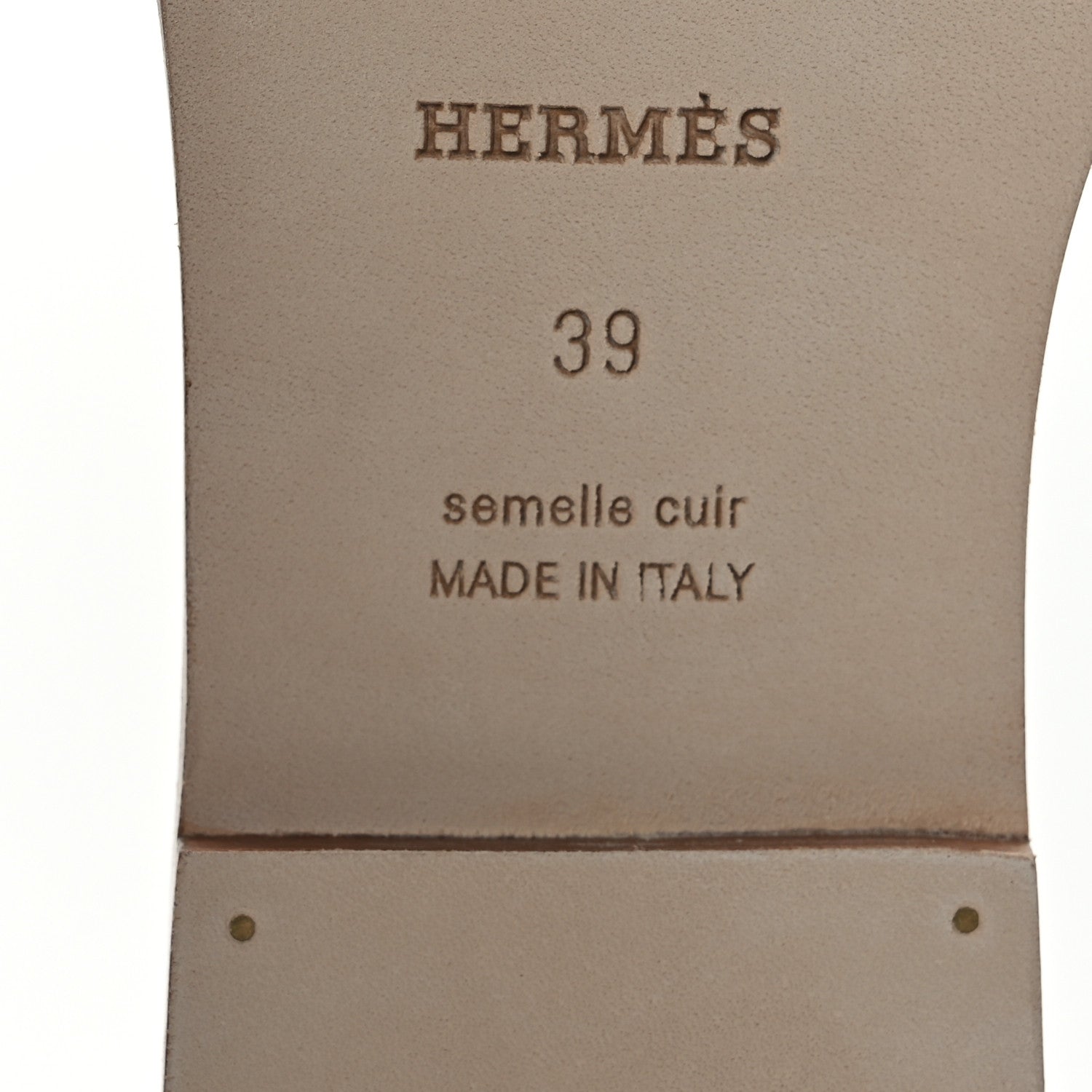 Hermes Box Calfskin Oran Sandals 39 White 8 of 9