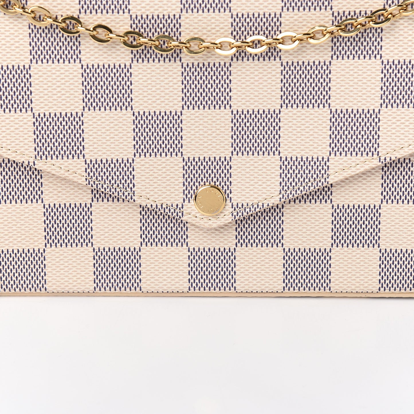 Damier Azur Pochette Felicie Chain Wallet Rose Ballerine