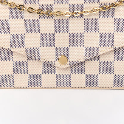 Louis Vuitton Damier Azur Pochette Felicie Chain Wallet Rose Ballerine 10 of 10