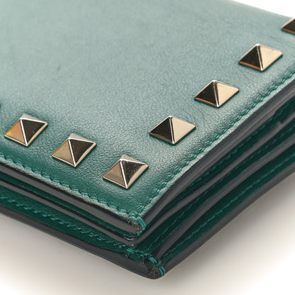 Valentino Garavani Calfskin Rockstud Bi-Fold Card Holder Green 8 of 8