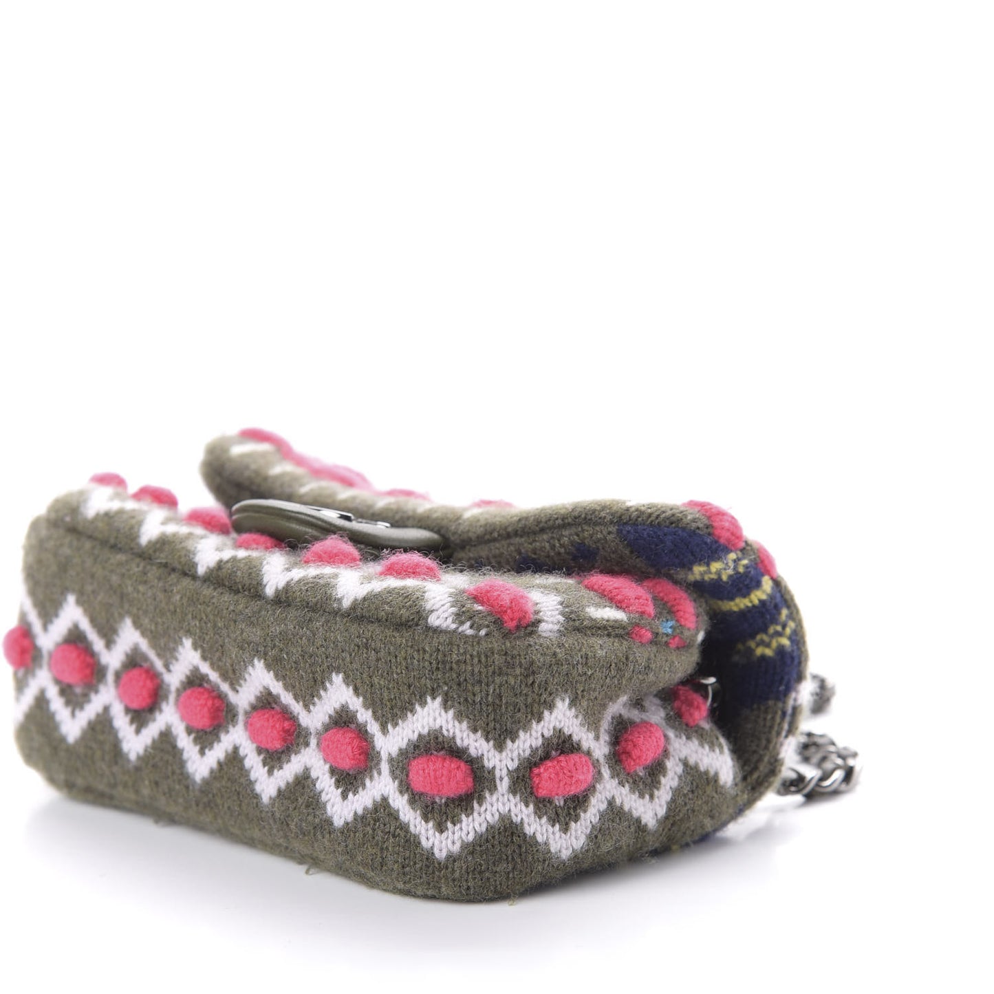 Cashmere Knit Extra Mini Single Flap Khaki Multicolor