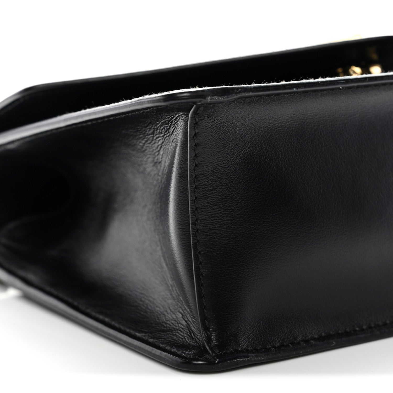 Prada Saffiano Soft Calfskin Metal Triangle Logo Envelope Chain Shoulder Bag Black 9 of 11