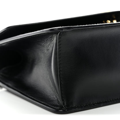 Prada Saffiano Soft Calfskin Metal Triangle Logo Envelope Chain Shoulder Bag Black 9 of 11