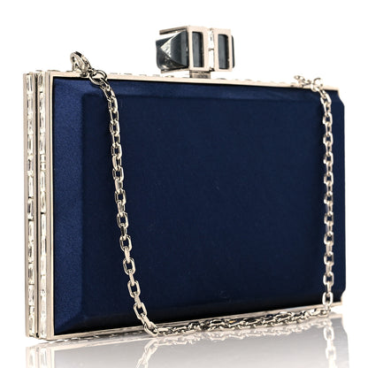Judith Leiber Satin Crystal Frame Coffered Evening Clutch Navy 3 of 10