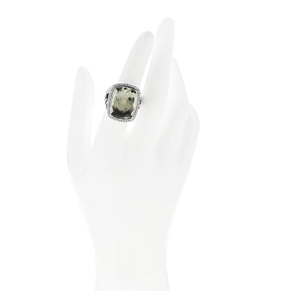 David Yurman Sterling Silver Diamond Prasiolite 20mm Albion Ring 52 6 2 of 8