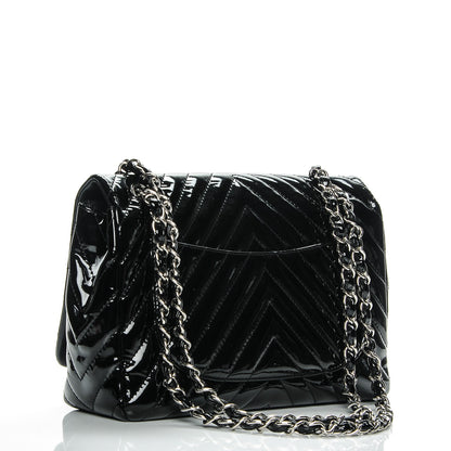 Chanel Patent Chevron Jumbo Single Flap Black 3 of 8
