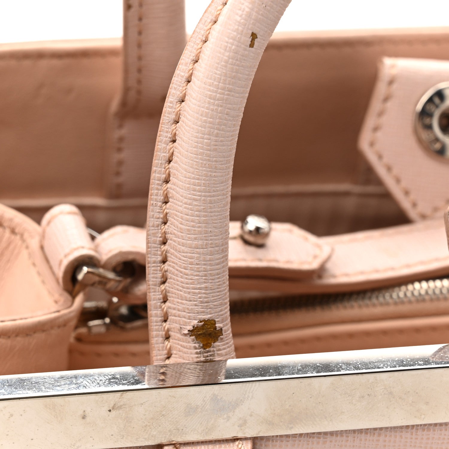 Fendi Vitello Elite Monster Petite 2Jours Tote Rosa Plaster 17 of 21