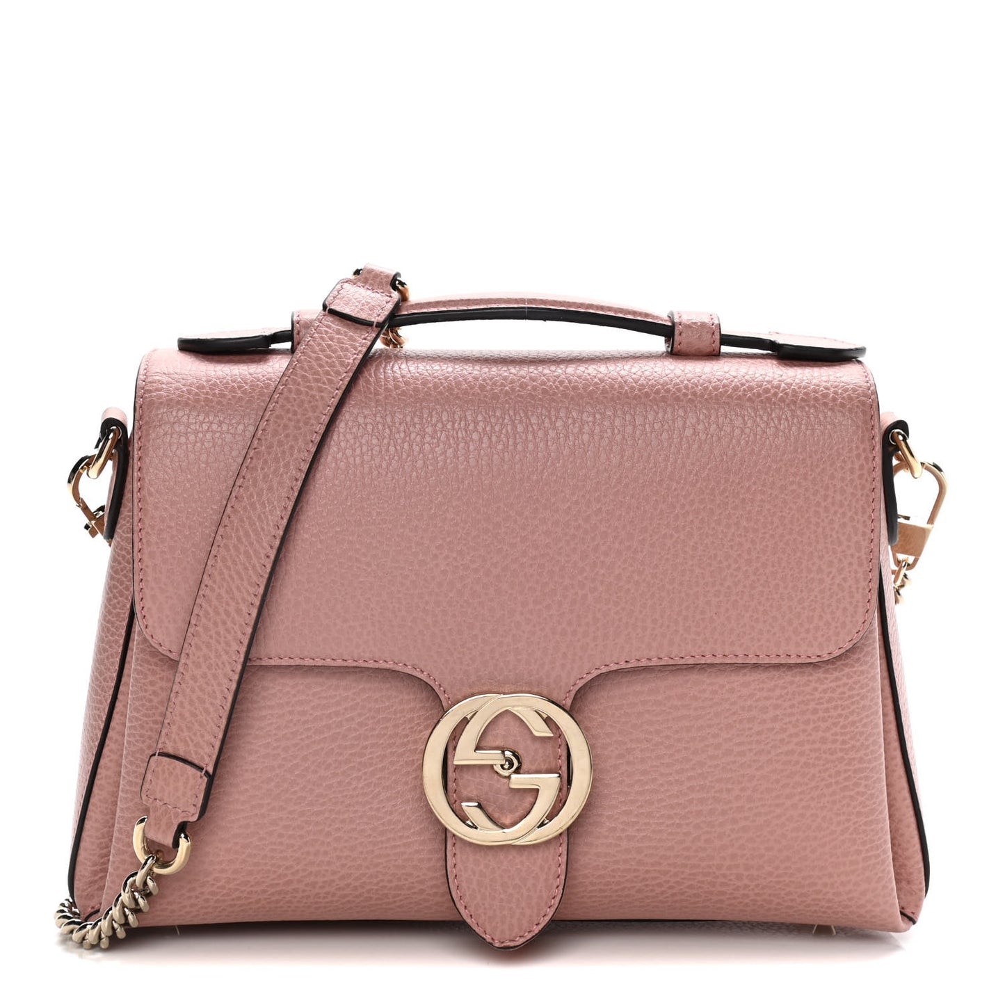 Dollar Calfskin Interlocking G Top Handle Shoulder Bag Soft Pink