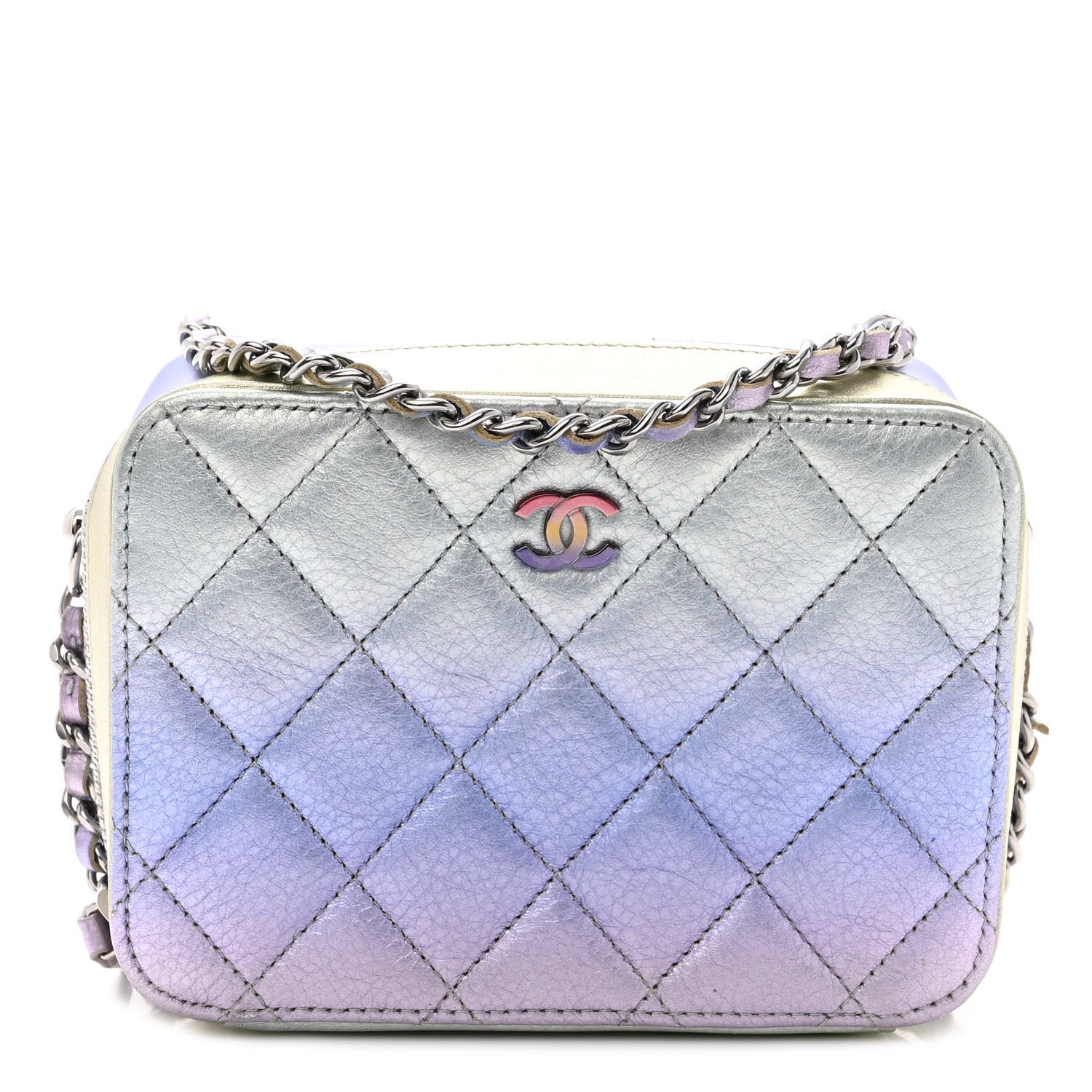 Chanel Metallic Gradient Calfskin Quilted Camera Case Blue Yellow Purple 1 of 11