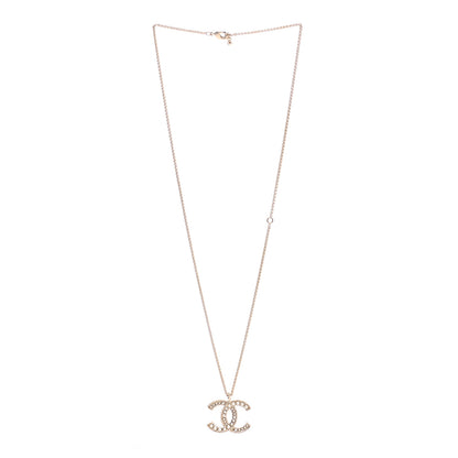 Chanel Crystal Pearl CC Pendant Necklace Gold 3 of 7