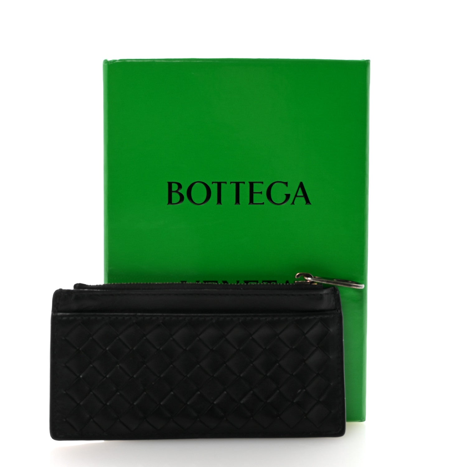 Bottega Veneta Calfskin Intrecciato Zip Card Holder Black 7 of 7