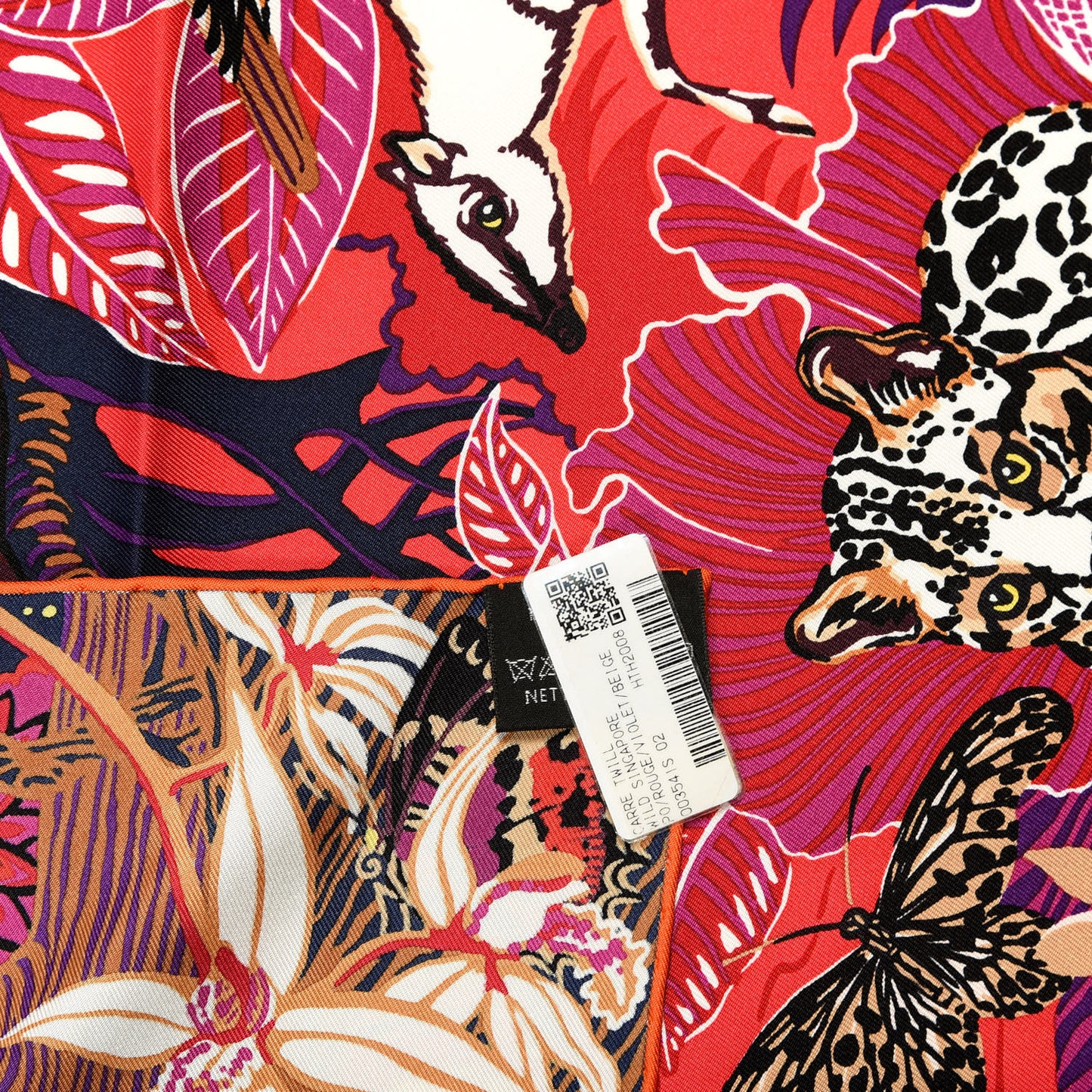 Silk Wild Singapore Scarf 90 Rouge Violet Beige