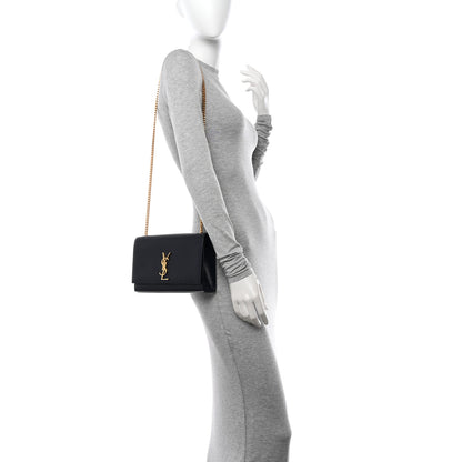 Saint Laurent Grain De Poudre Medium Classic Monogram Kate Satchel Deep Marine 2 of 13