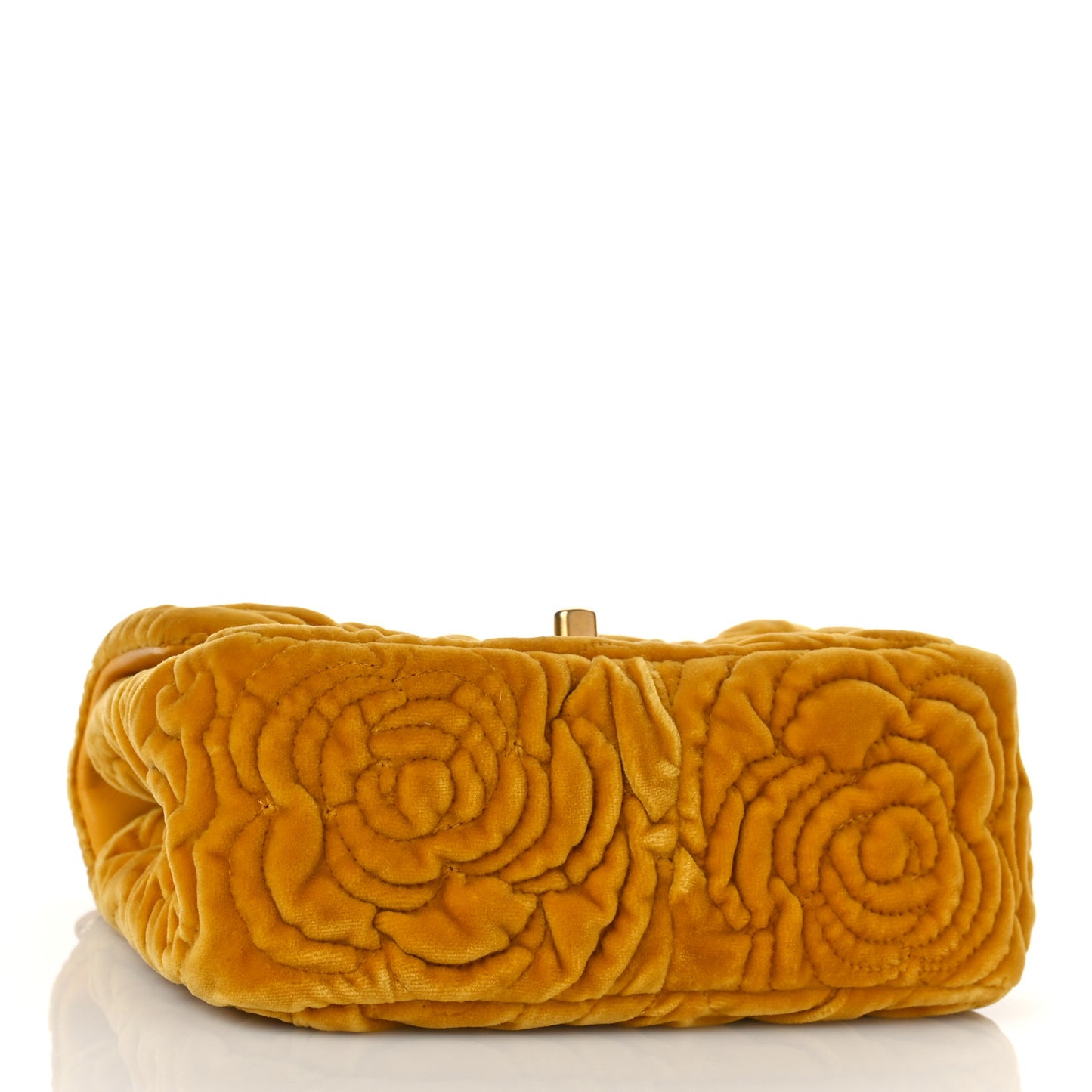 Velvet Camellia Embossed Mini Square Flap Yellow