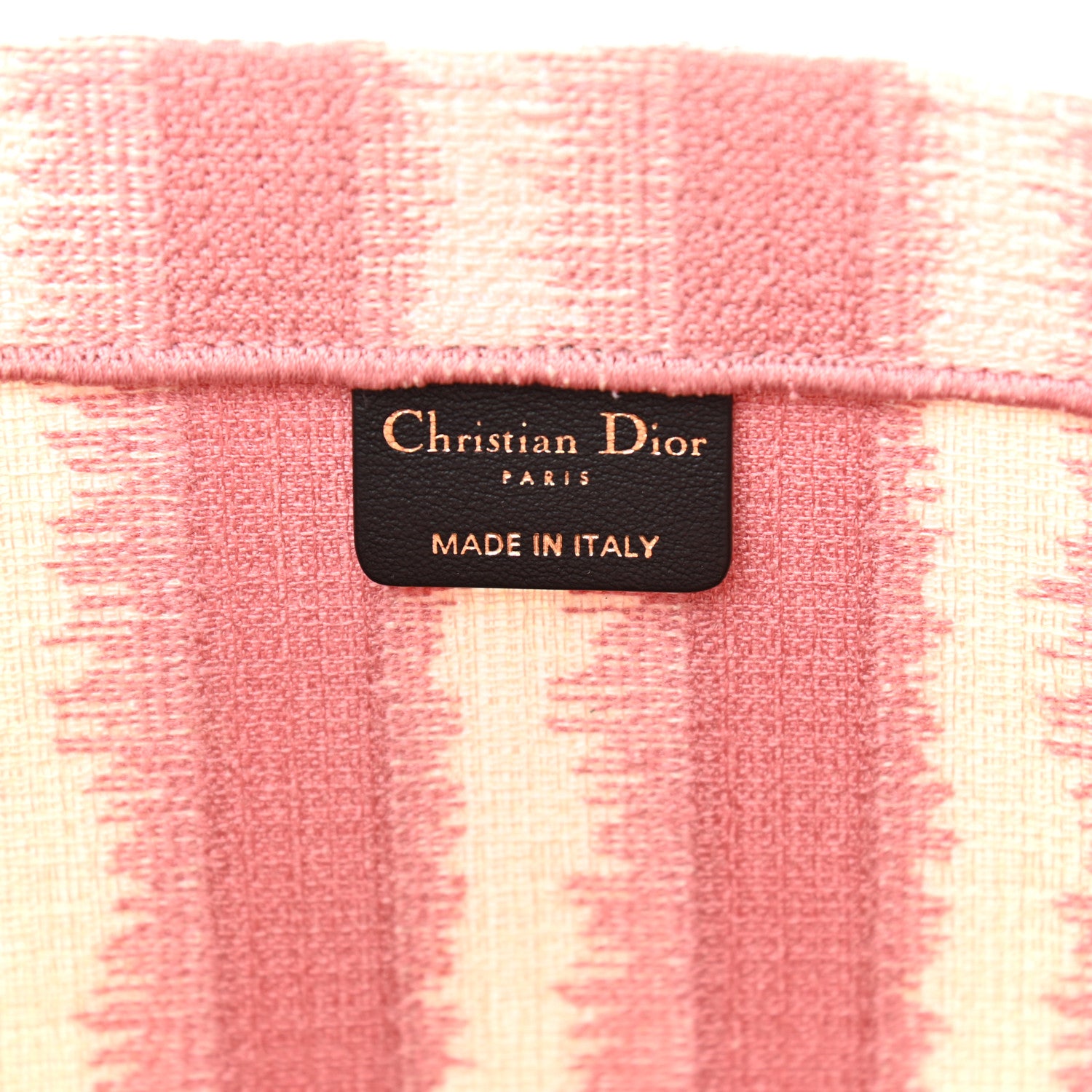 Christian Dior Canvas Embroidered Large Striped Book Tote Pink 6 of 13