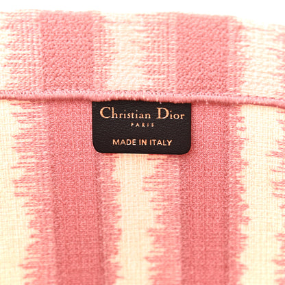 Christian Dior Canvas Embroidered Large Striped Book Tote Pink 6 of 13