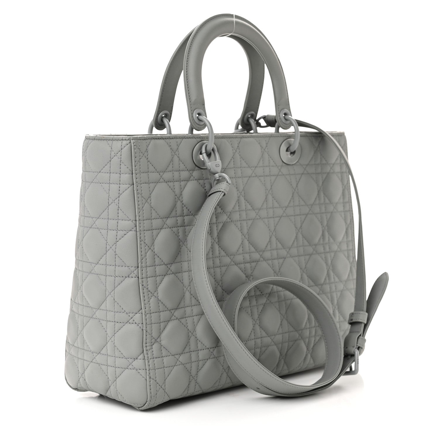 Christian Dior Ultra Matte Calfskin Cannage Large Lady Dior Grey Stone 2 of 11