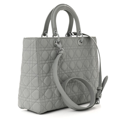 Christian Dior Ultra Matte Calfskin Cannage Large Lady Dior Grey Stone 2 of 11