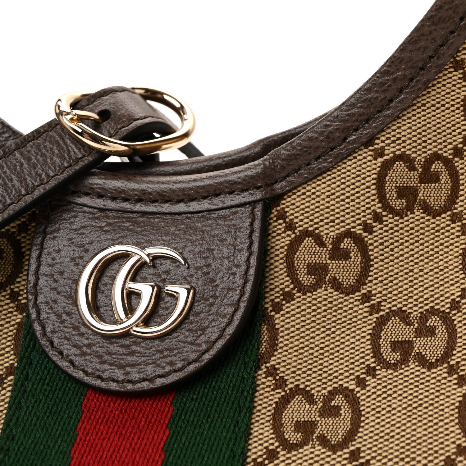 Gucci Monogram Web Small Giglio Tote Bag Beige Dark Brown 8 of 10