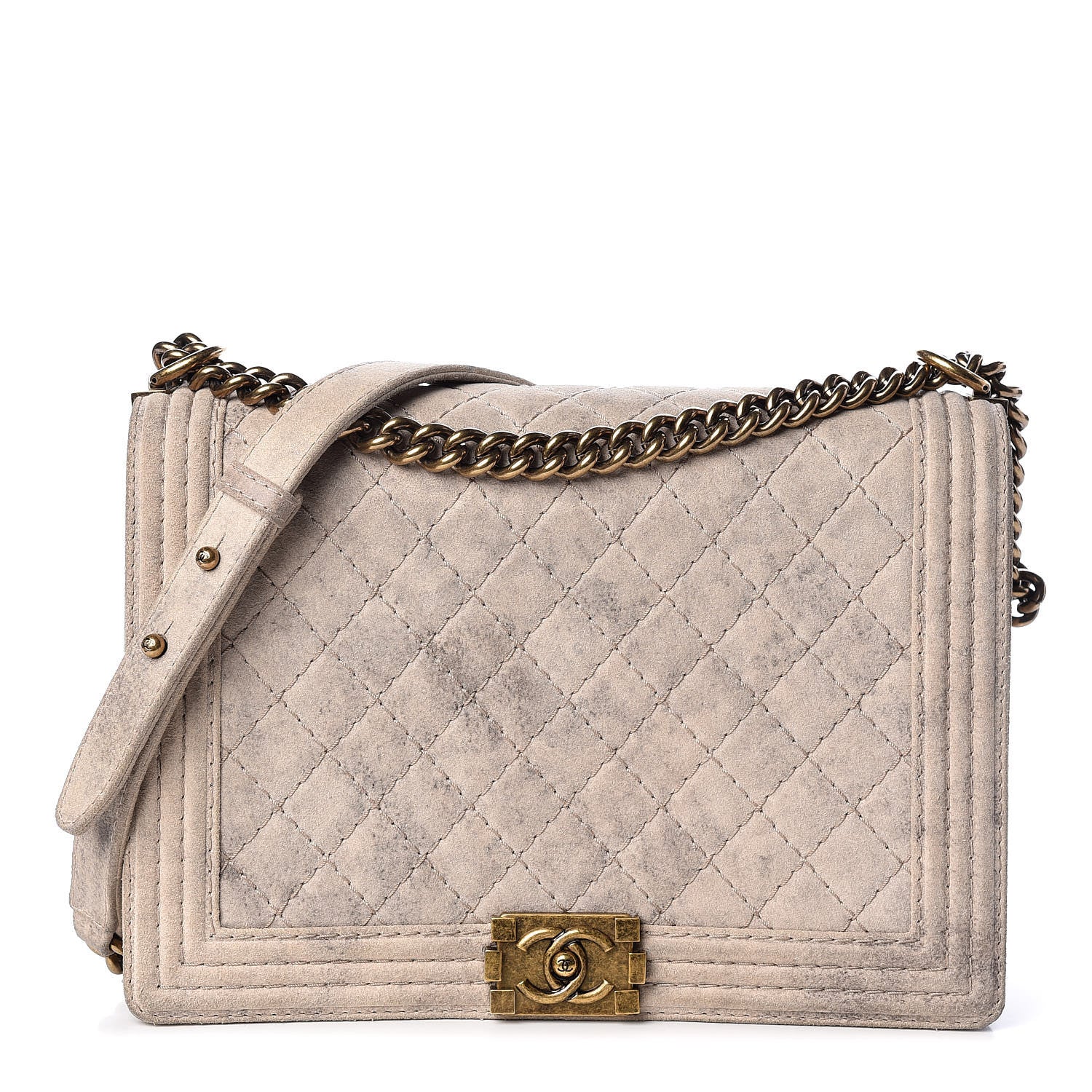 Chanel Iridescent Calfskin Quilted Large Boy Flap Beige 1 of 18