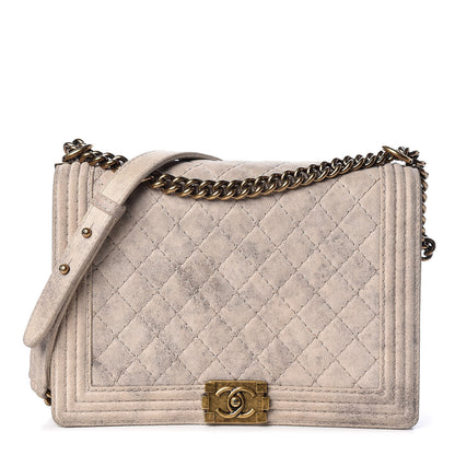 Chanel Iridescent Calfskin Quilted Large Boy Flap Beige 1 of 18