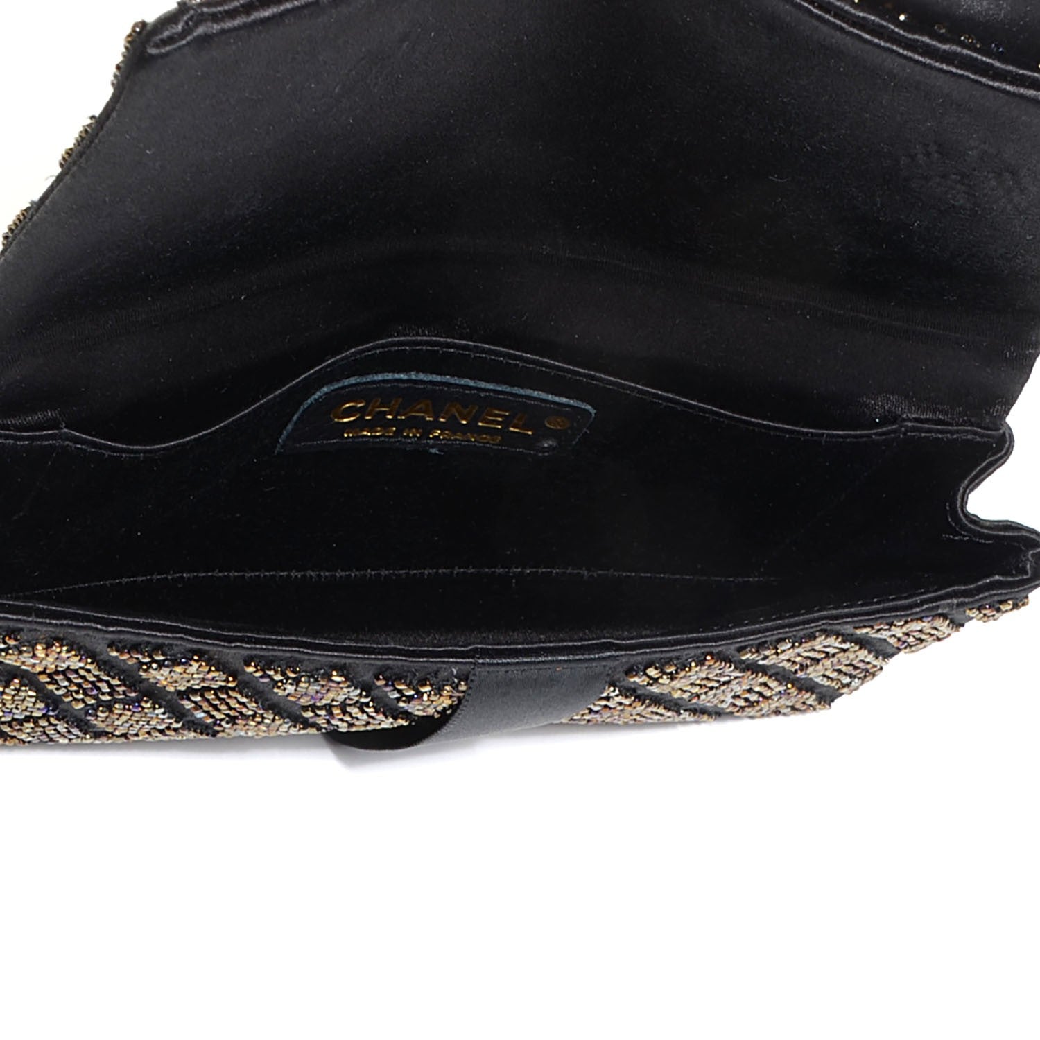 Chanel Satin Beaded Ribbon Bow Clutch Black 5 of 7