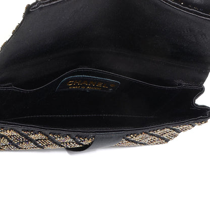 Chanel Satin Beaded Ribbon Bow Clutch Black 5 of 7