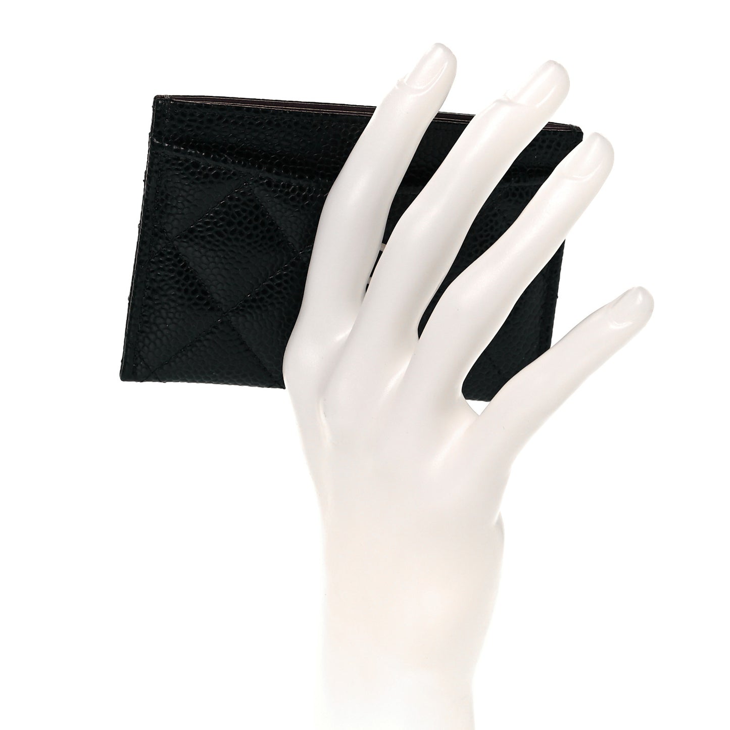 Caviar Quilted Card Holder Black