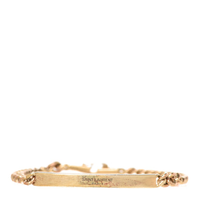 Saint Laurent Metal ID Plaque Bracelet S Gold 1 of 4