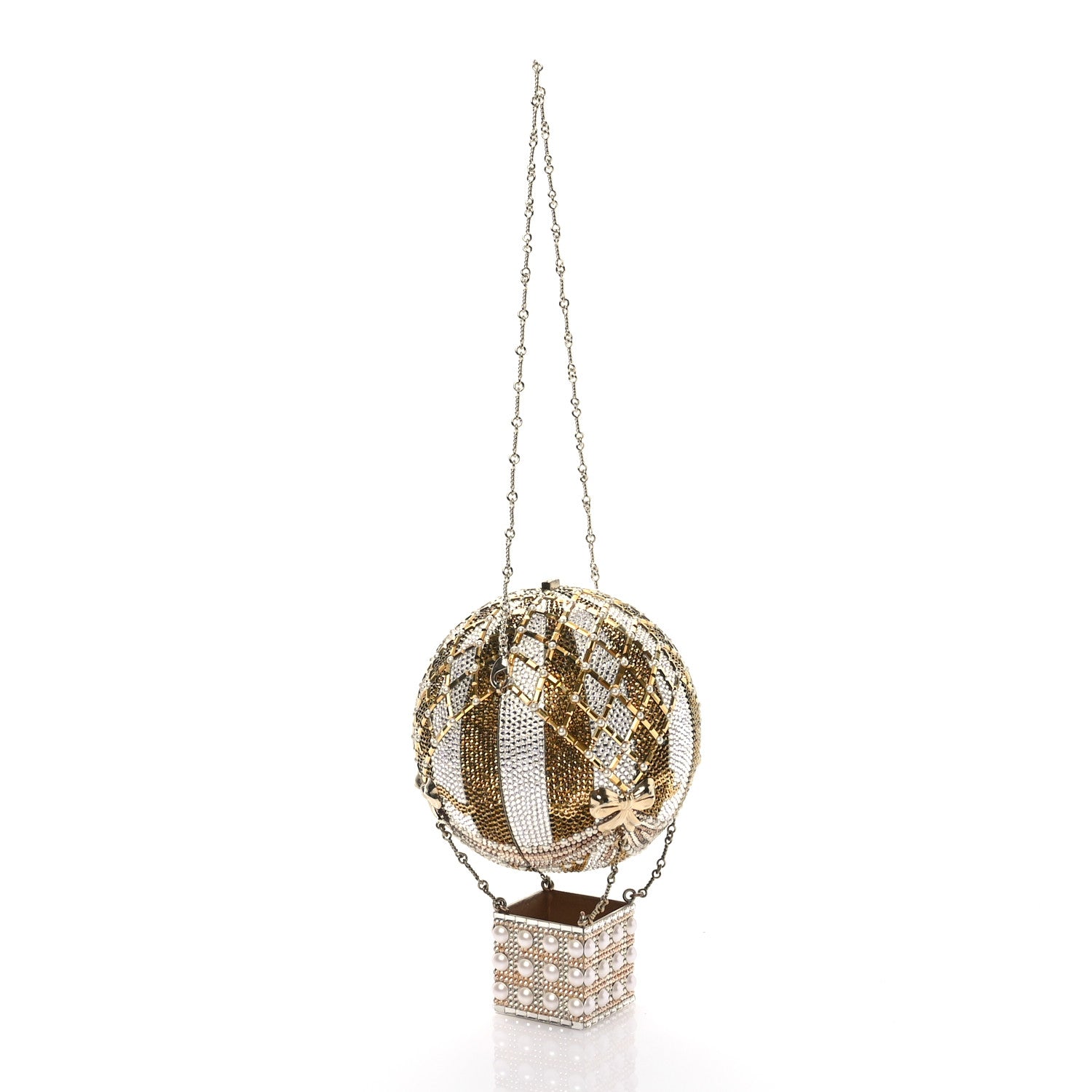 Judith Leiber Crystal Pearl Amelia Hot Air Balloon Minaudiere Clutch Champagne 3 of 13